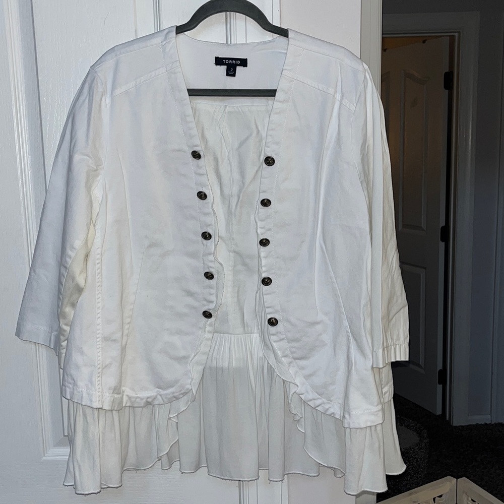 Torrid white lightweight peplum military jacket Size 2 (2X 18/20) - Picture 4 of 7